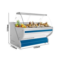 Serve Over Counter - 1725x1150mm - granite worktop - blue front - capacity 340 litres - curved front glass