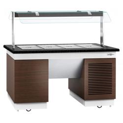 Banco per Buffet freddo DUBLIN - 1600mm - con vassoio di raffreddamento e rotelle - per 4x GN 1/1