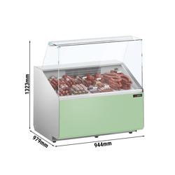 Soğuk Teşhir Dolabı - 944x979mm - 1 kapılı - düz camlı - dijital termostat - ön panel hellyeşil