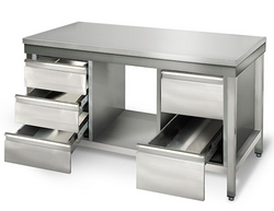 Mesa de trabalho ECO - em Aço inox - 1,4 m - com base