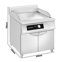 Commercial Induction Griddle - with Digital Controls - 10.0kW - Smooth Plate - Cooking area: 800x700mm - with Cabinet Base - 2 Doors