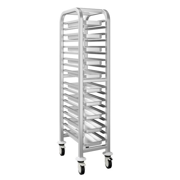 Tray Trolley PREMIUM – 17 Tier - GN 1/1 - Stainless Steel - Silent Wheels - 60 mm Rails