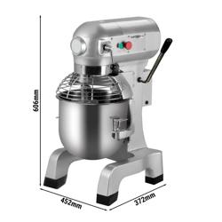 Planetmixer - 10 l - 450 W - inkl. visp, flatblandare och degkrok - 3 hastigheter - bänkmodell