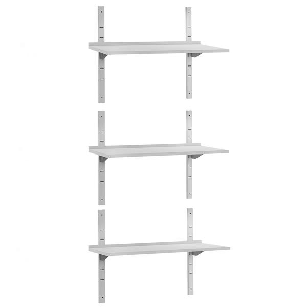 Vägghylla i rostfritt stål - 1400x300 mm - med 3 plan