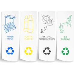 Ecoponto - Módulo de encastre - 3 compartimentos de 25L cada - 755x725x255mm - com rodas - 2 rodas com travão, autocolantes de reciclagem incluídos - Aço inoxidável