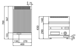 Plaque de cuisson électrique - 3,6 kW - Rainurée - avec sous-structure à 1 porte