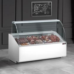 Commercial Refrigerated Serve-Over Counter PREMIUM - 1256 mm - +2 to +6°C - panoramic glass - white front