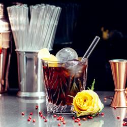 (6 pcs) Glass Drinking Straws - 140mm - ø 8mm - straight - Clear - incl. 1 Nylon cleaning brush