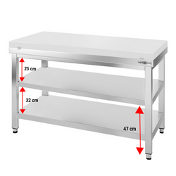 Tavolo da lavoro in acciaio inox PREMIUM - 1400x800 mm - con ripiano inferiore senza alzatina incl. tagliere	