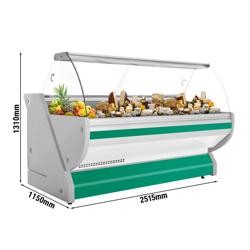 Koeltoonbank - 2515x1150mm - 500 liter - kleur groen - gebogen ruit - granit werkblad