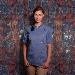 KARLOWSKY | Traper ženska kuharska jakna kratkih rukava - Vintage Blue - Veličina: 40