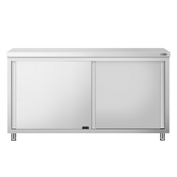 Armoire de travail en acier inoxydable PREMIUM - 1600 mm - avec passe-plat        