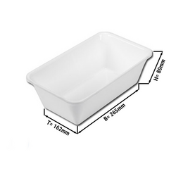 Rechthoekige presentatieschaal GN 1/4 - Wit - BPA-vrij - 265 x 162 x 80 mm | Vleesschaal | Display schaal | Voedselschaal | Dienblad | Schaal | Bereidingsschaal