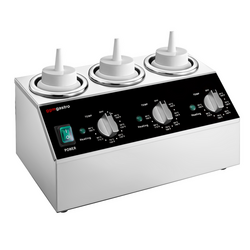 Dispensador de salsa de acero inoxidable - para 3 botellas exprimibles - calentable
