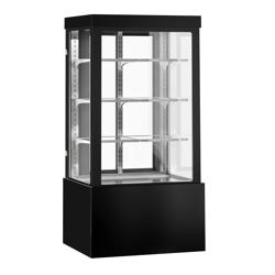 Kühl- & Kuchenvitrine - 1000mm - Doppelverglasung - mit 3 Ablagen & Spiegelfront - Schwarz