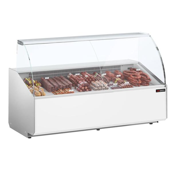 Banco gastronomia professionale - 2506x979mm - Statica - 512 L - Vetro dritto - Colore Dunkelgrau - Pannello frontale Bianco (RAL9016)