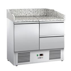 Saladetă / masă rece  ECO - 0,9 x 0,7 m - cu 1 ușă, 2 sertare și blat din granit