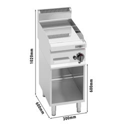 Commercial Gas Griddle - with Hard Chrome Plate - 4.0kW - Smooth Plate - Cooking area: 296x430mm - on Stand
