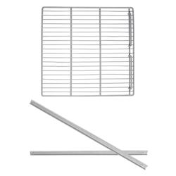 (2 szt.) Prowadnica półki - z półką kratową, plastyfikowaną - 550x530mm - Długość: 545mm - komplet na 1 półkę (1x lewa + 1x prawa) - kompatybilny z KS600ND, KS600GND, KS1200ND, KS1200GND, TS600ND, TS600GND, TS1200GND, TS1200ND