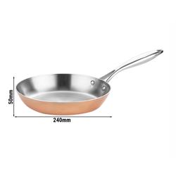Tri-Ply Kupferbratpfanne - dreilagige Konstruktion aus Edelstahl, Aluminium & Kupfer - Ø 240mm - Höhe: 50mm