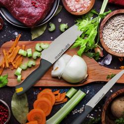 Knivset GASTRO - med knivrulle - inkl. wetzstahl - Blad: 175 + 190 mm - rostfritt stål