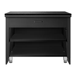 Banco cassa Serie TORONTO & con LED perimetrali - 900x880mm - Frontale Nero opaco - Piano di lavoro in granito nero