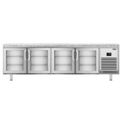 Bäckereikühltisch Premium PLUS - 2752x800mm - 4 Glastüren - Granitarbeitsplatte