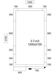 Холодильна камера - 1200x2100 мм - 3,7 м³ - вкл. холодильний агрегат