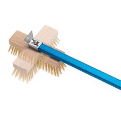Pizza oven brush with Scraper - 200x1600x105mm - Brass bristles