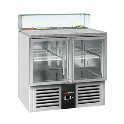 Saladette PREMIUM - 900mm - 2 glazen deuren - met glazen opzetstuk voor 5x GN 1/6