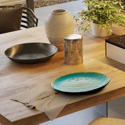 (4 pieces) LOTUS - Plates - flat - Ø 275mm - Turquoise/ Black