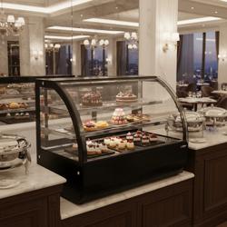 Bänkkylmonter med 2 glashyllor - 0,7 m - Svart