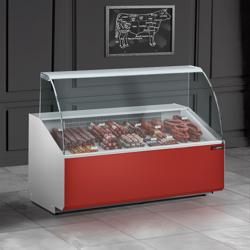 Banco gastronomia professionale - 1256x979mm - Statica - 262 L - Vetro dritto - Colore Dunkelgrau - Pannello frontale Rosso RAL3003