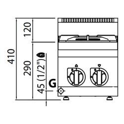 Plynový sporák 2 hořáky (10.5 kW) s pilotním plamenem