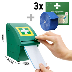 Pleisterautomaat met blauw zelfklevend verband - met drie navulrollen