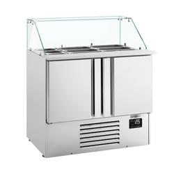 Saladette PREMIUM PLUS - 978mm - 2 deuren - met rechte glazen opzetvitrine voor 6x GN 1/3 & 3x GN 1/6