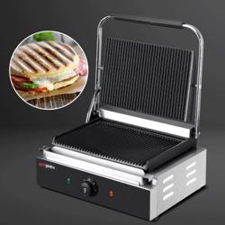 Commercial Contact Grill - Heavy Duty Panini Press - 2.2kW - plates: ribbed top & bottom - grill area: 345x235mm