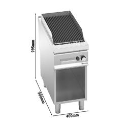 Griglia a pietra lavica a gas - 9kW - Griglia in ghisa - Su mobile - Profondità 900 - Acciaio inox - incl. sottotelaio