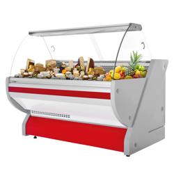 Koeltoonbank Tuva - 1725x1150mm - 340 liter - rood - gebogen ruit - granitén werkblad