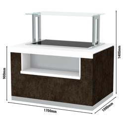 Vitrină caldă de bufet PRAGA - 1700 mm - blat cald - cu roți