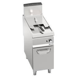 Friggitrice a gas professionale su mobile - 18L - 14kW - vasca pulita - comandi meccanici - con rubinetto di scarico
