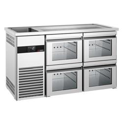 Balcão frigorífico para cerveja PREMIUM - 1550x700mm - 4 gavetas de vidro