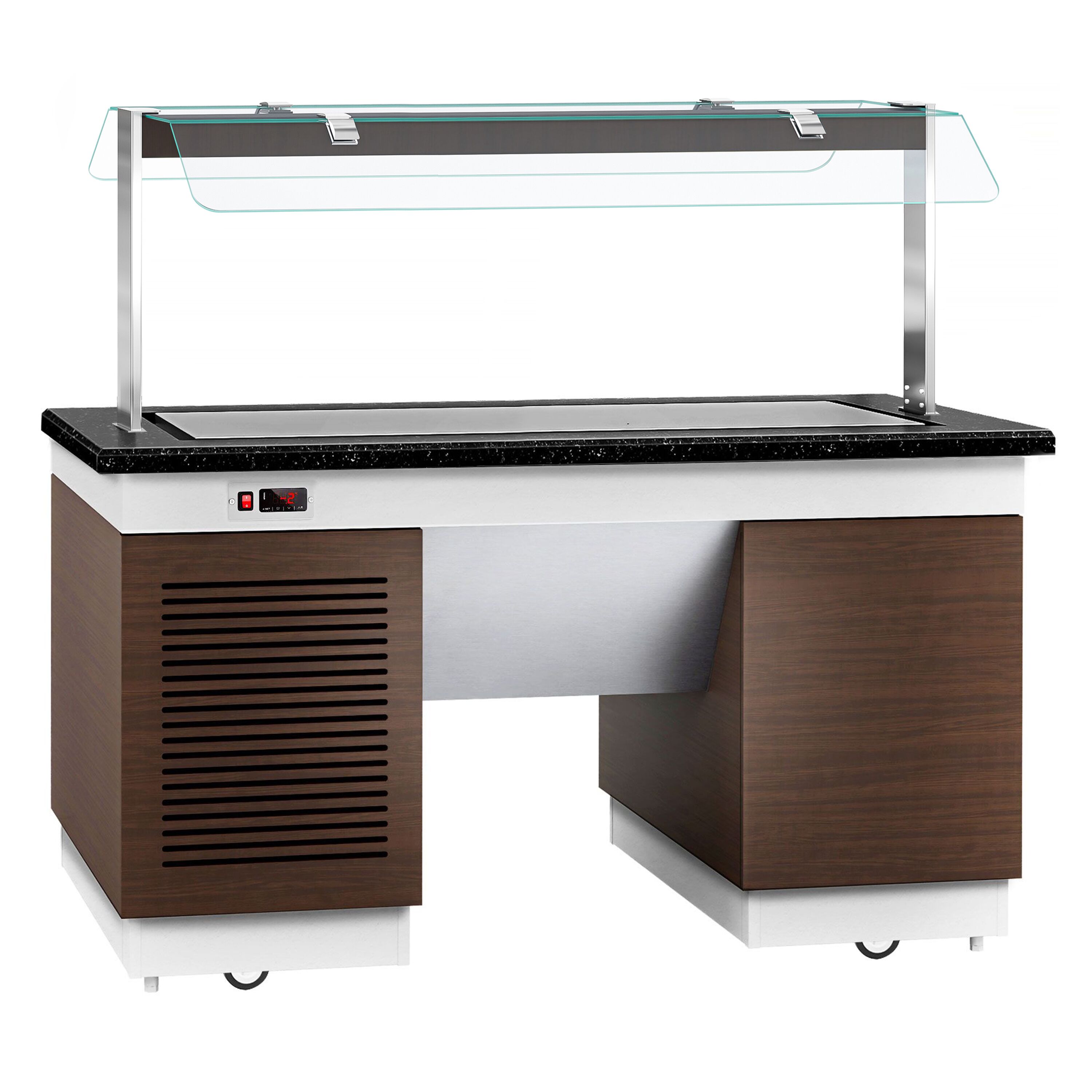 Buffet réfrigéré DUBLIN - 1600mm - avec plaque froide réfrigérée - sur roulettes