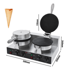 Plancha para gofres - para conos de helado - doble