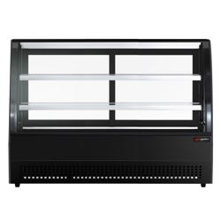 Asztali hűtővitrin - 140 l - 900 mm - 2 üvegajtó tolóajtó - dupla üvegezés - 2 üvegpolccal - belső világítással - fekete