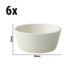 (6 kpl) Jälkiruokakulho - Lux - posliini - 100 ml - Ø 80 mm - pinoutuva, konepesunkestävä, mikroaaltouunin ja uunin kestävä, ammattilaatu - elefantinluunvalkoinen