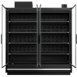 (2 pz) Supermercato-Espositore murale refrigerato - 3750mm - +0°/+4°C - con 4 porte a battente in vetrocamera senza cornice & 5 ripiani - Nero