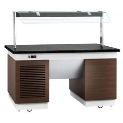 Buffet gekoeld DUBLIN - 1600mm - met gekoelde plaat & zwenkwielen
