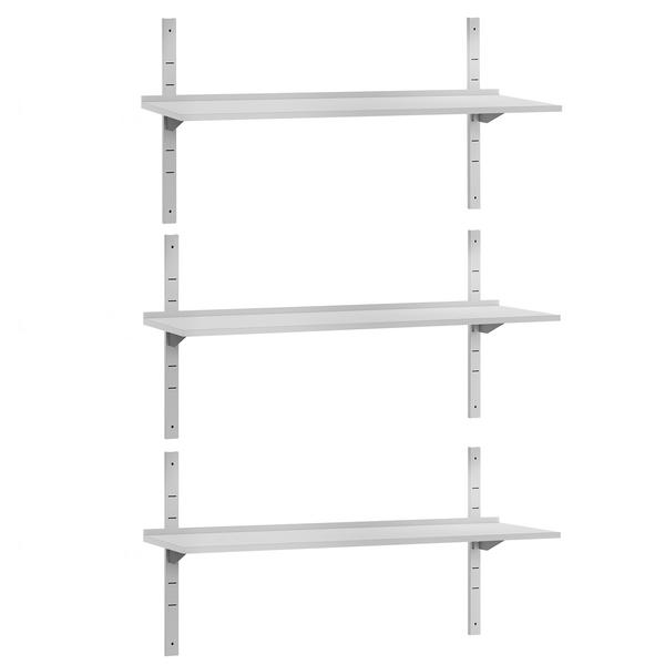 Étagère murale ECO en inox - 1600 × 300 mm - avec 3 étages