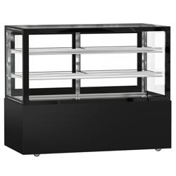 Koel- & Gebaksvitrine MADRID - 1500mm - schuifdeuren - dubbel glas - met 2 glazen plateaus - zwart mat - 620 liter